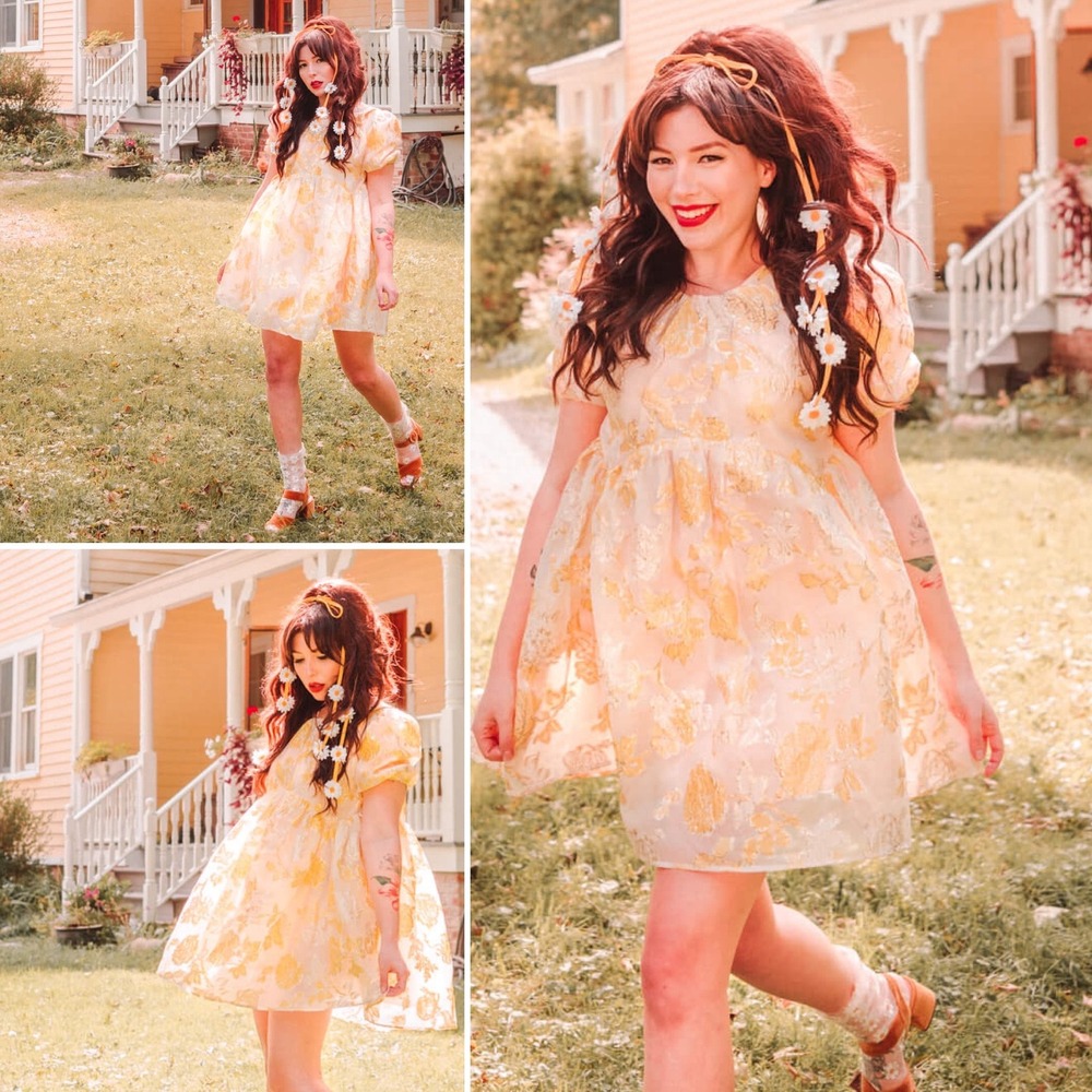 SISTER JANE Gloss Floral Mini Smock Puff Sleeve Dress Blogger Favorite